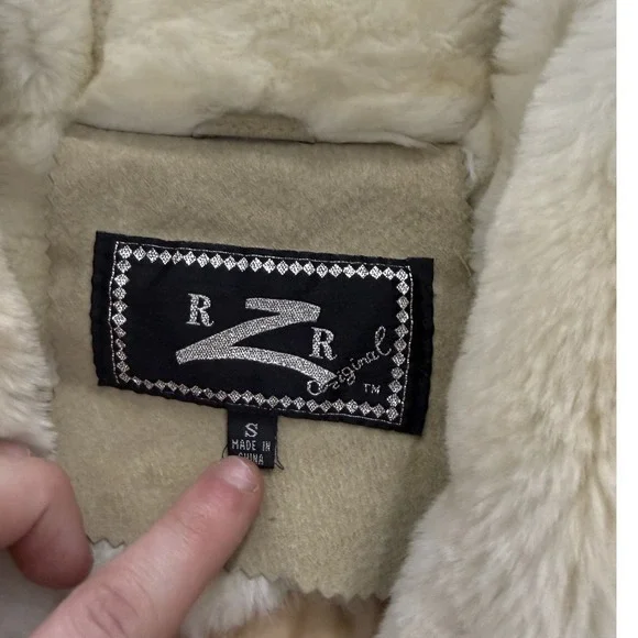 Vintage Tan Suede Faux Fur Trim Collar Cuff Jacket Coat - Picture 6 of 9